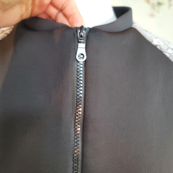 NWOT MAY & JULY SCUBA NEOPRENE BODY W LACE LONG SLEEVE BOMBER JACKET - Picture 8 of 16